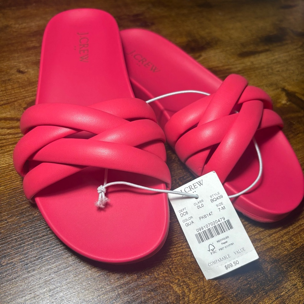 NWT NEW J. Crew Factory Crisscross Slide Sandals #BQ439 Guava Pink sz 7 $69
